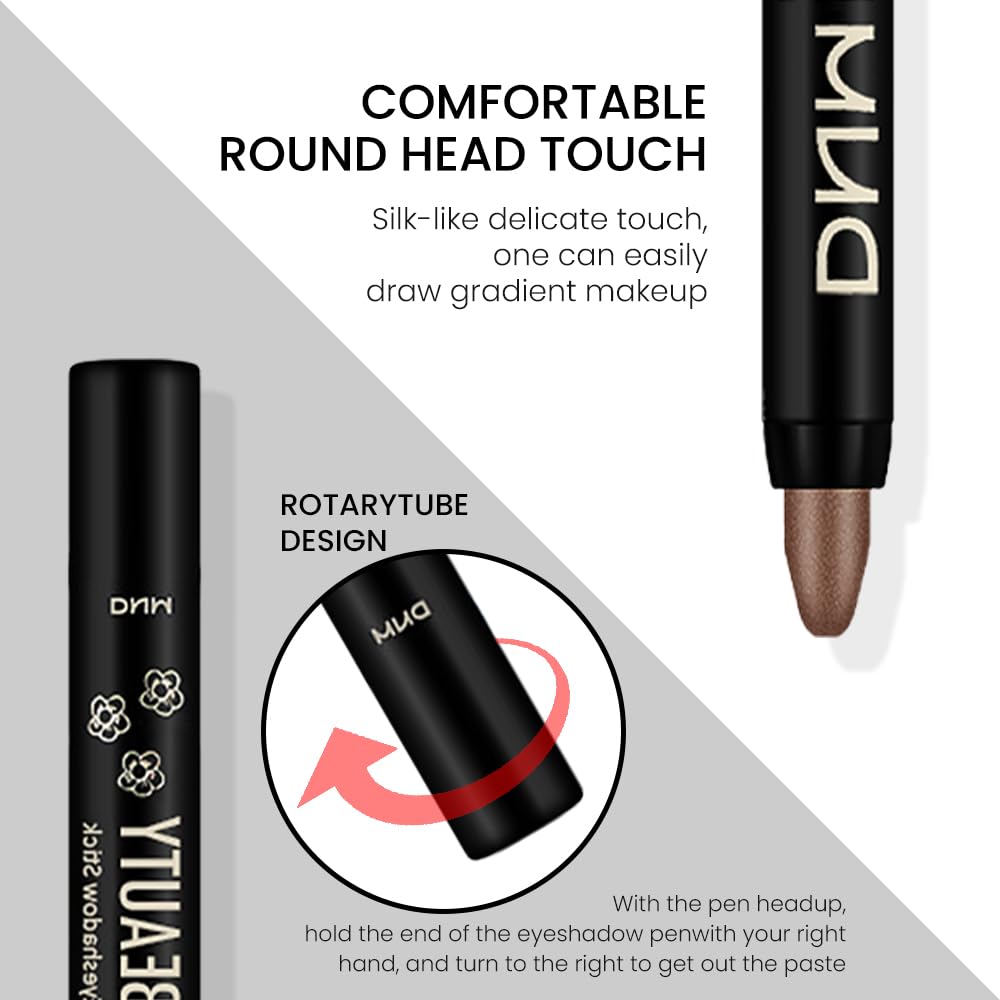 evpct Cocoa Shimmer Cream Eye Shadow Brightener Sticks Set for Eyes, Cocoa Shimmery Matte Pencil Eye shadow Applicator Stick Pen Palette Makeup Waterproof sombras en crema para ojos 21#