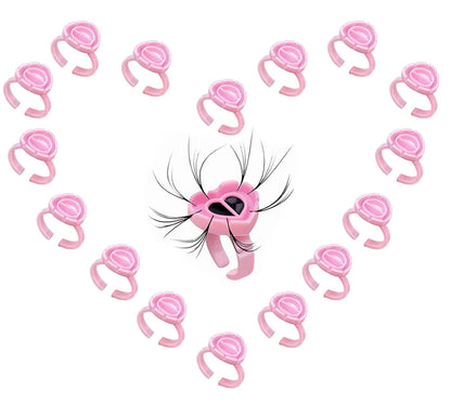 Fenshine 100 PCS Lash Glue Holder Glue Ring Cups Lash Extension Volume Lashes Quick Blossom Cups for Eyelash Extension Supply, 2 Methods of Use (Pink)