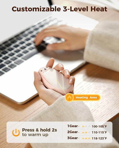 SWEETFULL Hand Warmers Rechargeable – Cute Bear, 2 Pack Magnetic Hot Hands, Reusable Electric Pocket Heater, Great Gift for Daughter, Kids, Wife, or Bestie, Portable for Outdoor & Camping