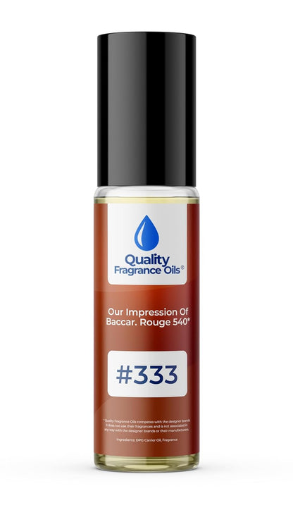 Quality Fragrance Oils' Bacarat Rouge 540 Impression #333 | Long-Lasting Perfume Oil, Alcohol-Free, Strong Scent, 10ml Roll-On | Affordable Alternative to Designer Fragrances