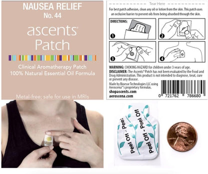 Nausea Relief No. 44 Patches | Essential Oil Blend Natural Aromatherapy Stickers | Non-Metallic Safe for MRI, Peel and Stick Anti-Nausea Aroma Patch for Motion Sickness or Vomiting,10 Patches