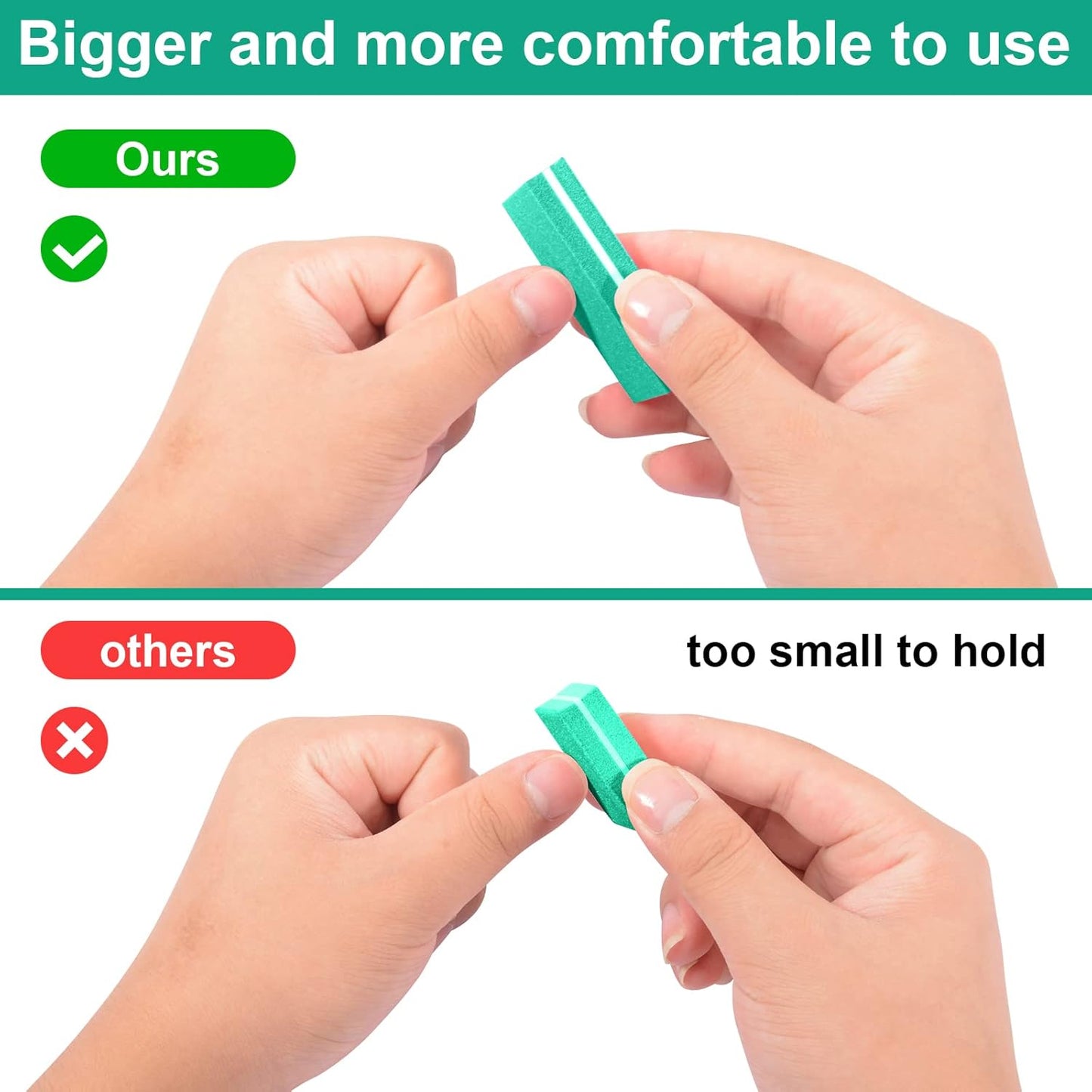 Buffer Block Nail File, 100/180 Grit Sponge Nail Buffers for Acrylic Nails, Mini Buffing Block Double Sided for Manicure Tools 30 Count - Green