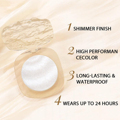 Pearl White Silver Shimmer Glitter Sparkling Monochrome Eyeshadow Palette,Metallic Single Eye Shadow for Older Women,Long Lasting Naturing-Looking Eye Makeup