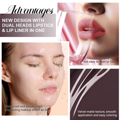 Kaely 2-in-1 Matte Lipstick and Lip Liner, Liquid Lip Stain Makeup for women Long Lasting Waterproof Smudge Proof, labiales matte mate larga duracion listip 24 hours originales, 04 Deep Brown