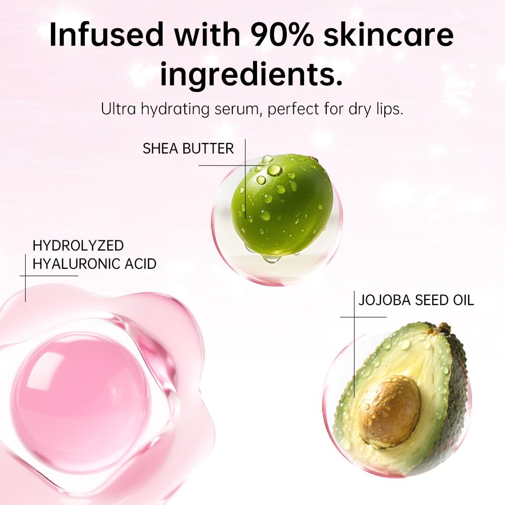 Catkin Lip Plumper Gloss, Tinted Lip Serum with Hyaluronic Acid & Jojoba Oil, Non-sticky Volumizing Hydrating Formula for a High Shine Maximum 3D Look, Plump & Soft Lips 0.12 Fl Oz - C04 Fuchsia Gold