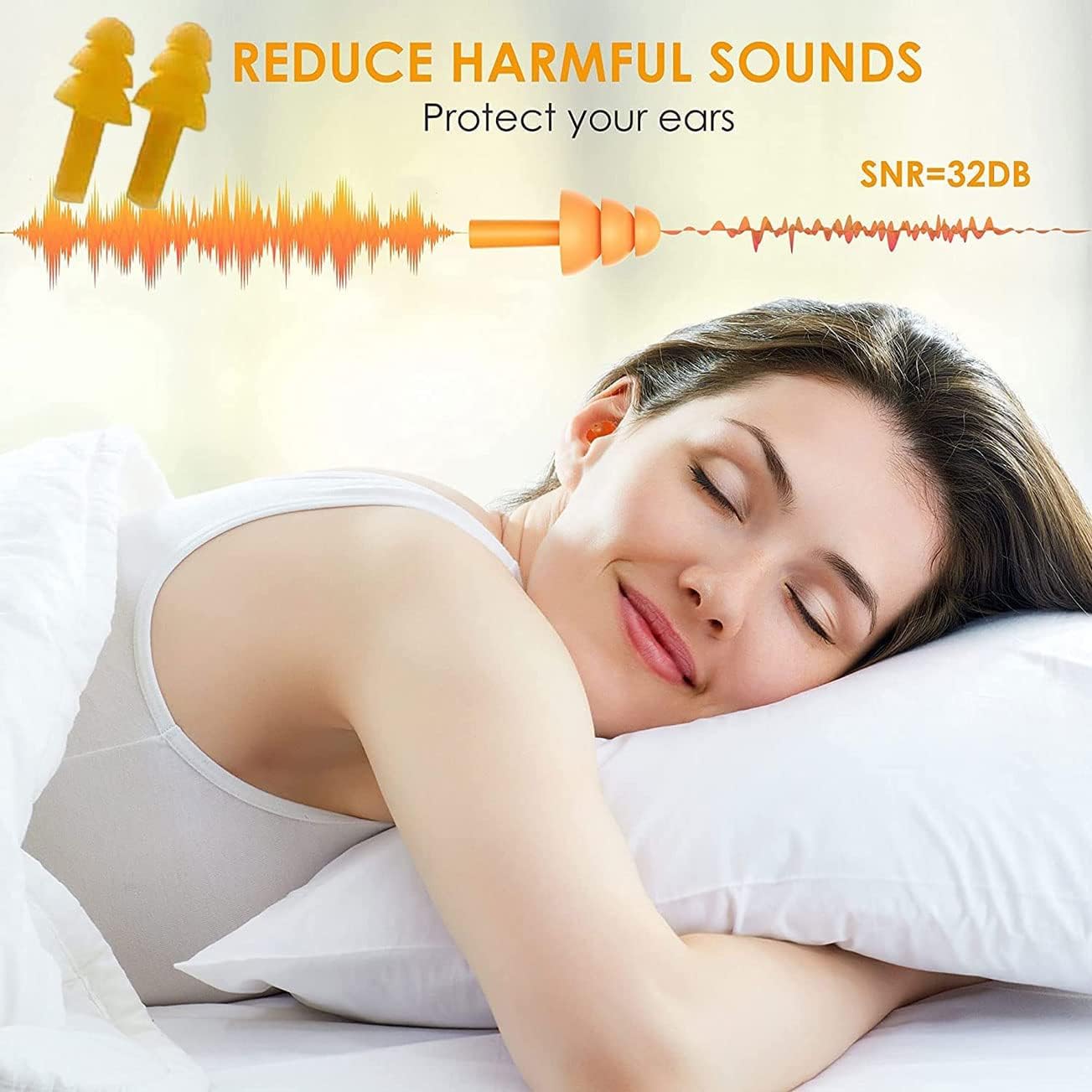 Earplugs for Sleeping Noise Cancelling Reusable Silicone Ear Plugs Suitable for Swimming Travel Snoring Airplanes Study Work Noisy Places（8Pairs）