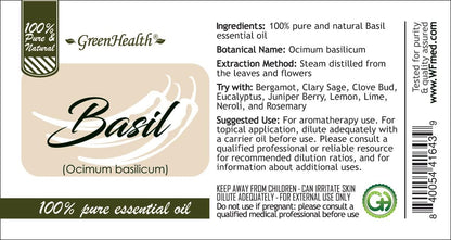 16 fl oz - Basil Essential Oil (100% Pure & Uncut), Aluminum Bottle - GreenHealth