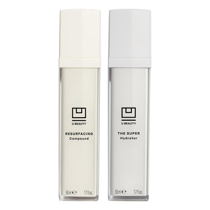 The U Beauty Duo - Resurfacing Compound & SUPER Hydrator Set - Vitamin C & E, Retinol, Hyaluronic Acid - Moisturizing Face Serum Duo for Smooth, Hydrated and Softer Skin, Set of 2 1.7 fl oz