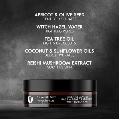 GROOM Face Scrub for Men | Gentle Daily or Weekly Exfoliator | Unplugs Pores for Clear, Smooth Skin | Unscented or Crisp Unisex Scent | 4 oz