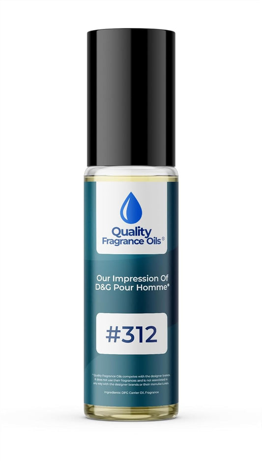 Quality Fragrance Oils' DG Pour Homme Impression #312 | Long-Lasting Perfume Oil, Alcohol-Free, Strong Scent, 10ml Roll-On | Affordable Alternative to Designer Fragrances
