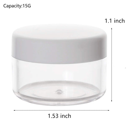 100 Count Empty Makeup Jars 15g Cosmetic Containers with Lids Leak Proof Sample Containers Refillable Plastic Containers - White