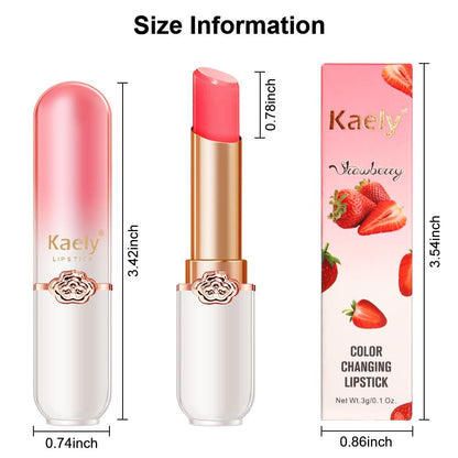 Kaely 2Pcs Strawberry Hydrating Lipstick Tinted Lip Balm, Color Changing PH Lipstick Makeup, Korean Magic Lip Stain Long Lasting Waterproof, labiales magicos 24 horas originales