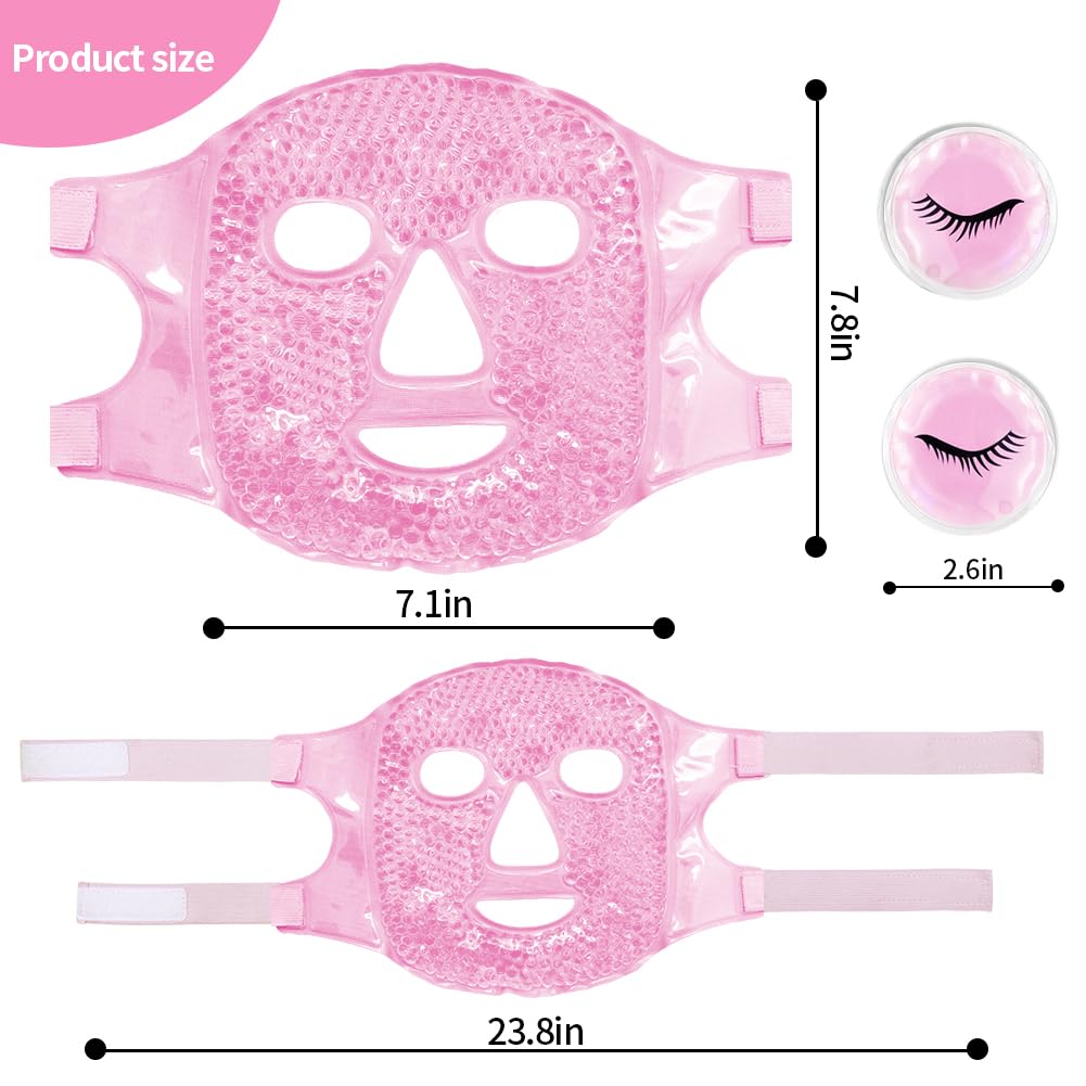Cold Face Eye Masks Ice Face Mask Hot Cold Compress For Dark Circles, Puffiness, Migraines, Headache, Stress, Redness, Cooling Face Masks For Women Man, Skin Care