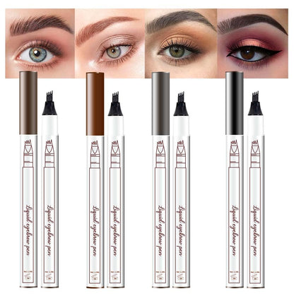 Eyebrow Ink Pencil by Brow Stylist -Micro 4 Point Brow Pen Lift & Snatch Eyebrow Pen Kits with 3 Eyebrow Stencil Long-Lasting Waterproof Natural Eyebrow Hair (4Pcs 01#&02#&03#&04#)