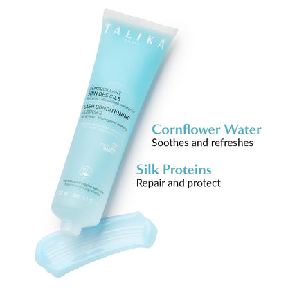 Talika Lash Conditioning Cleanser - Eye Makeup Remover, Leave-in Make Up Remover for Sensitive Eyes and Fragile Eye Lashes - Oil Free Gel - For Waterproof Makeup - 3.3 fl oz