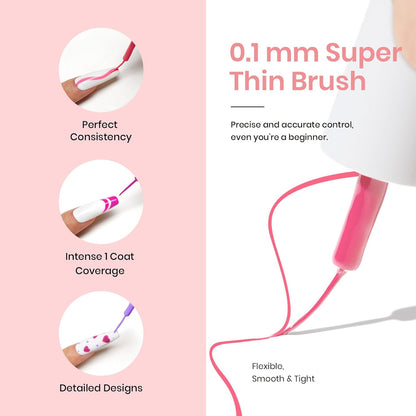 beetles Pink 12 Colors Nail Art Gel Liner, Summer Blue White Glitter Gel Nail Polish Painted Soak Off Uv Lamp Art Nails Red Yellow for Thin French Line Nails Manicure Gift for Women