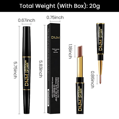 Kaely 2-in-1 Brown Matte Lip Liner & Lipstick Combo Set Kit for Women, Magic Neutral Lipstick 24 Hours Original Lips Liner Pencil Stain Gloss Plumper Makeup Long Lasting Waterproof 38