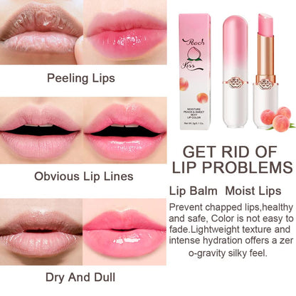 evpct 2Pcs Peach Tinted Lip Balms PH Lip Color Changing Lipstick Balm Stain Gift Set Queen for Women Girls Korean Mood Long Lasting Color Change Light Pink Lipstick Lip Tint Makeup Lip Plumper Gloss