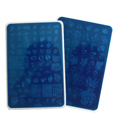 Abstract Lady Face Pattern Nail Stamping Plates Set 2pcs Flower Leaf Graffiti Fun Nail Stamper Plate Figure Rose Star Heart Nail Stamp Plates Geometry Graffiti Striped Nails Art Template Plates Mold