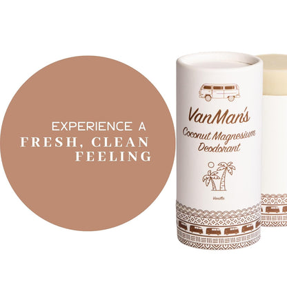 VanMan Magnesium & Vanilla Deodorant Stick - Natural Aluminum Free Deodorant for Women & Men - Effective Odor Control for Skin - With Tallow, Shea Butter & Organic Madagascar Vanilla Bean - 2 Fl Oz