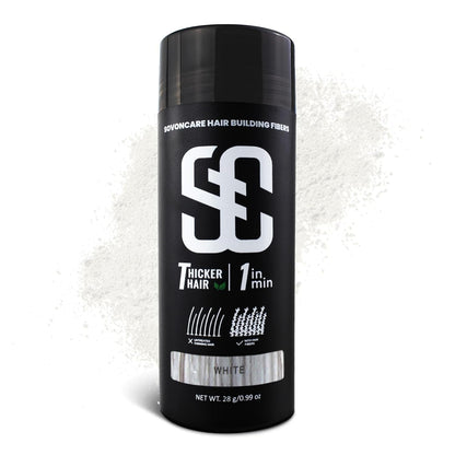 SOVONCARE Hair Fibers for Thinning Hair White, Hair Building Fibers for Bald Spots Undetectable & Natural, Conceals Hair Loss Fill In Fine, Hair Powder Hair Thicker Instantly for Women & Men 28g