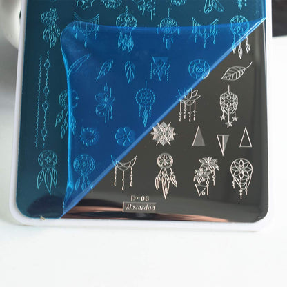 2pcs Mix Nail Art Stamp Template Dreamcatcher Feather Pendant Image Nail Stamping Plates Cute Animals Cartoon DIY Designs Manicure Stamper Plate Stencils