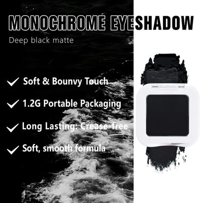 Matte Single Eye Shadow Palette Makeup, Deep Dark Black Monochrome Eyeshadow For Old Women, Mini Single Pressed Pigmented Waterproof Sombras Para Ojos, Vegan, Talc, Paraben&Cruelty Free, 04