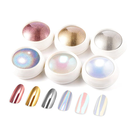 Chrome Nail Powder BISHENGYF: Super Metallic Effect Chrome Powder For Nails Gold Silver Red Laser White Pearl Nail Chrome Powder for Nails Art Decoration