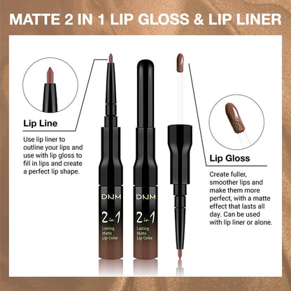 evpct 1Pcs True Nude Matte Lip Liner & Liquid Lipstick Stain Makeup Set for Women, Nude Lip Liner Stain Long Lasting Waterproof Smudge Proof, Cruelty Free Liquid Lip Stick Makeup 24 hours originales