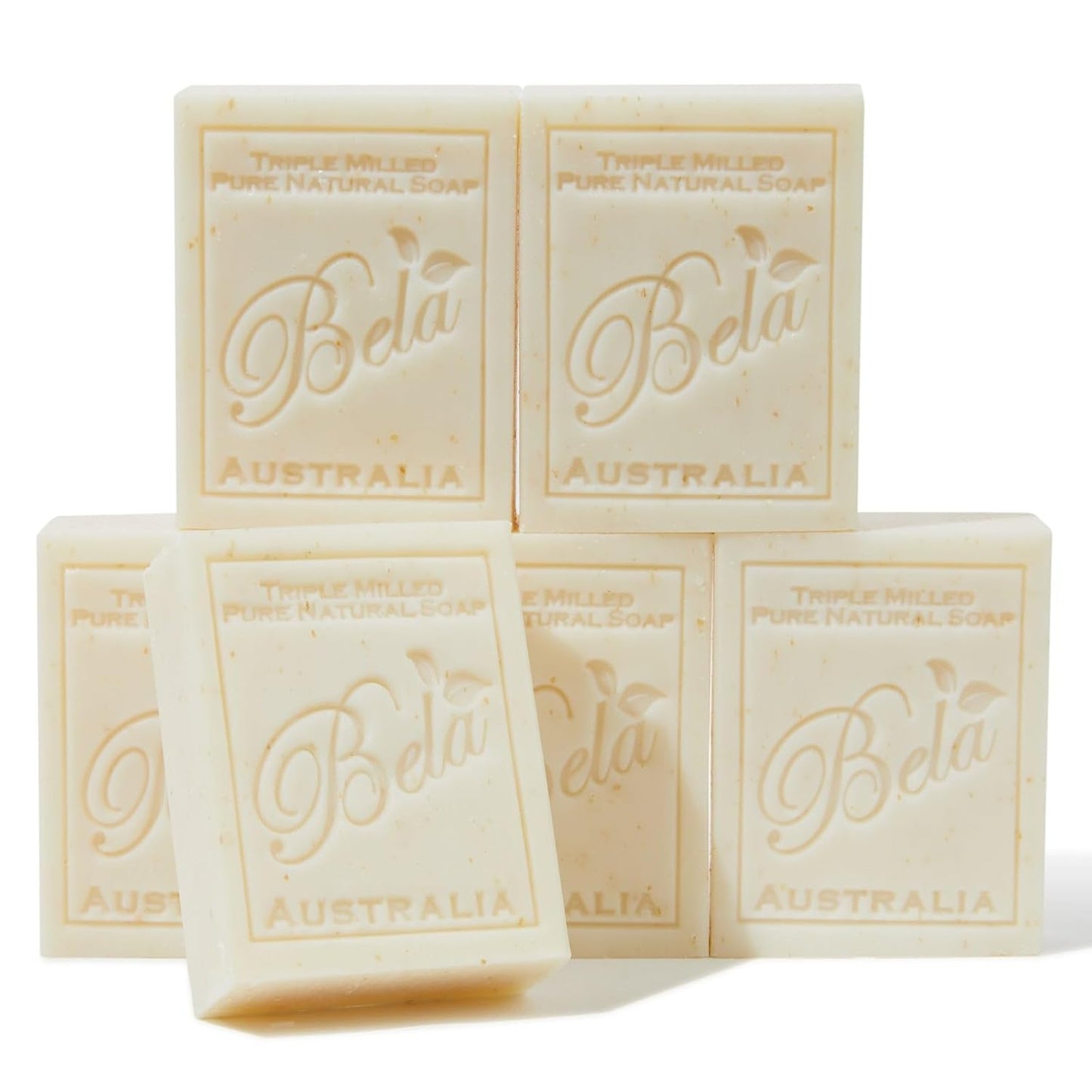 BELA Spearmint and Bran Soap 3.3 OZ (Pack of 6)- French Triple Milled Bar Soap with Organic Shea Butter, Hand, Face and Body Wash Bar, Made in Australia