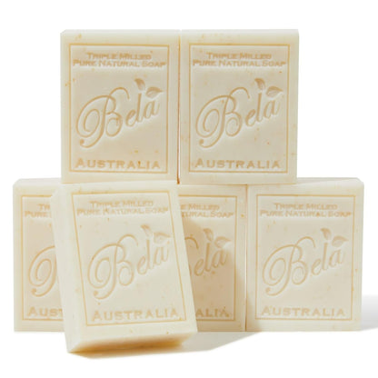 BELA Spearmint and Bran Soap 3.3 OZ (Pack of 6)- French Triple Milled Bar Soap with Organic Shea Butter, Hand, Face and Body Wash Bar, Made in Australia