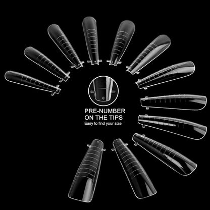 120Pcs Clear Dual Nail Forms,Long Ballet Extension Poly Nail Gel Nail Forms Full Cover Nail Molds 12 Sizes for Solid Nail Gel Glue Nail Art Design Salon&DIY(Extra Long Ballet)
