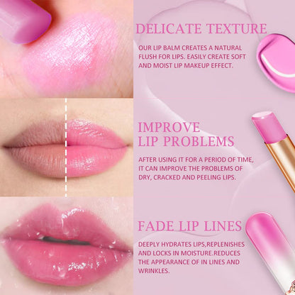 evpct 2Pcs Grape Tinted Lip Balms PH Lip Color Changing Lipstick Balm Stain Gift Set Queen for Women Girls Korean Mood Long Lasting Color Change Light Pink Lipstick Lip Tint Makeup Lip Plumper Gloss