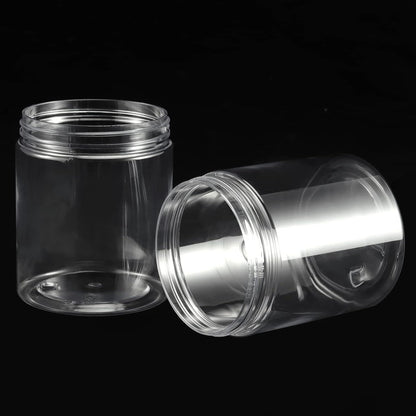 JEUIHAU 46 Pack 8 OZ Plastic Jars with Lids, Clear Empty Slime Storage Containers with Screw On Lids, Plastic Cosmetic Containers for Slime Making, Food, Beauty Products, BPA Free