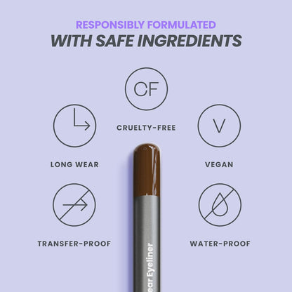 Wonderskin Eyeliner Pencil, 1440 Longwear Brown Eyeliner Pencil - Waterproof, Sharpenable & Smudge Proof