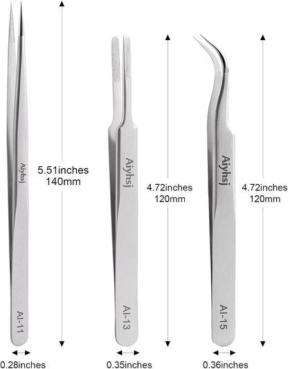 3PCS Precision Tweezers Set, Upgraded High-end Stainless Steel of Tweezer for Craft, Electronics, Soldering, Model, Laboratory Work, Jewelry-Making