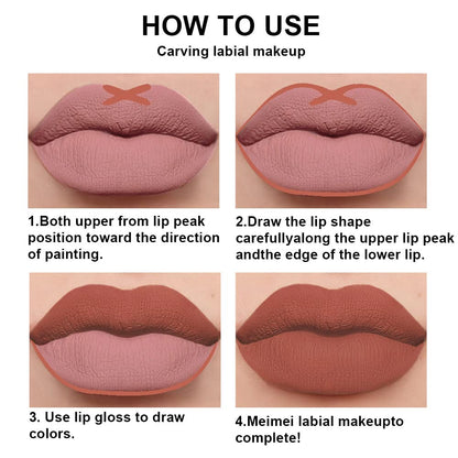 evpct 2Pcs Reddish Brown Neutral Color Lip Liner and Matte Lipstick Makeup Sets Vegan Lipstick Lip Liner and Gloss Set Lip Stain Long Lasting Waterproof 24 33#