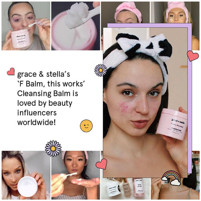 grace & stella Cleansing Balm - Oil-Based Makeup Remover - Gentle & Moisturizing Facial Cleanser, Non-Stripping Formula for Double Cleansing Heavy Makeup - Vegan Fragrance-Free Skincare (164g / 5.8oz)