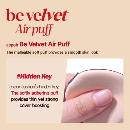 Espoir Be Velvet Air Puff 7ea | Flawless Face Makeup Fast and Easily | Makeup Sponge Applicator Air Cushion Powder Puff for Liquid Foundation, Cream, Powder, Concealer | Korean Base Makeup Tools
