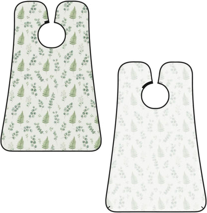 No-Slip Shaving Bib, Beard Grooming Apron with Strong Suction Cups, Watercolor Sage Green Leaf