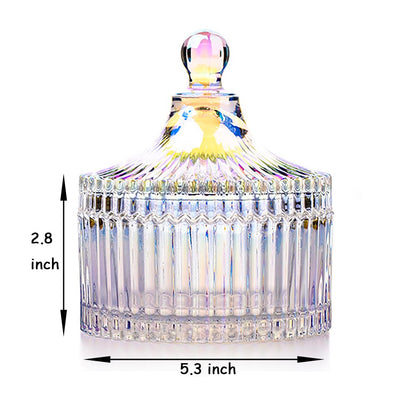 2 Pack Extra Large 5.2" Beige & Purple Powder Puffs and 5.3" Glass Container – Oversized Soft Body & Face Large Powder Puff Dusting Powder Jar Holder Case(Dazzling colors Glass)