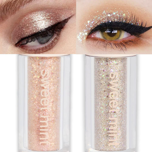 Liquid Sparkling Glitter Eye Shadow Sticks – Crystal Silver Golden Eyeshadow, Eyeliner, Eyelid Shimmer Highlight Makeup, sombra de para ojos,Waterproof Quick-Drying