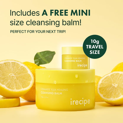 Ceramide Yuja Makeup Cleansing Balm with Travel Size | Deep Cleansing All-in-One Korean Face Cleanser, Makeup Remover, Zero Irritation, Blackheads Remover, Clean Beauty, Vegan (120g / 4.23oz)