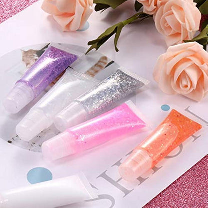 JIAKAI 10ml Mini Clear Refillable Empty Tubes Lip Gloss Balm Container，Soft Tubes Makeup Box，Shampoo Samples Empty Tubes with Screw Cover (10pcs)