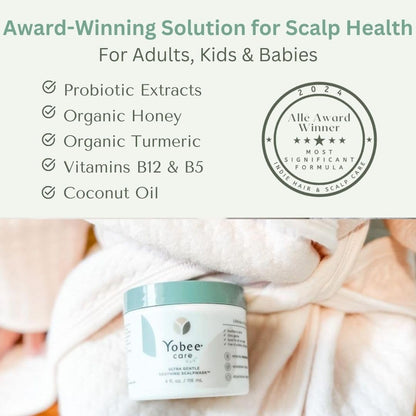 Yobee Ultra Gentle Soothing Scalp Mask - Dry Scalp Treatment Hair Mask Safe For Sensitive Baby Skin - Probiotic Infused - For Sensitive Scalp & Cradle Cap - For Babies, 4 fl oz