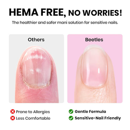Beetles Hema Free Gel Top and Base Coat with Matte Top Coat Set, 3Pcs for Gel Nail Polish Soak Off UV LED Long Lasting Glossy & Matte Finish Nail Art Essentials
