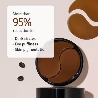 mCaffeine Coffee Hydrogel Under Eye Patches for Dark Circles & Puffiness Reduction | Caffeine & Hyaluronic Acid | Cooling Eye Patches with Moisture-Lock Technique for 2x Hydration - 30 Pairs | 90g