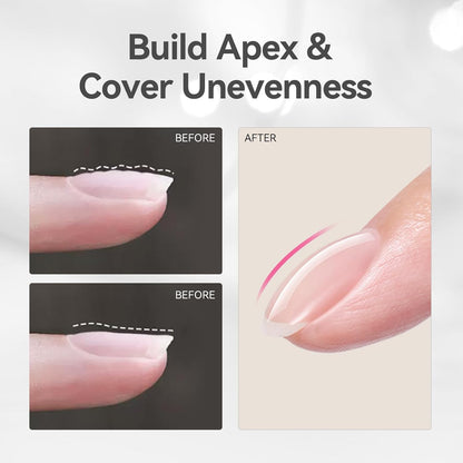 Born Pretty Builder Gel for Nails 8-in-1，15ML Clear and Cover Pink Builder Nail Gel Set, Transparent Extension Gel Rhinestone Glue for Nail Art Base Gel, LED Nail Lamp Cured Hard Gel Builder