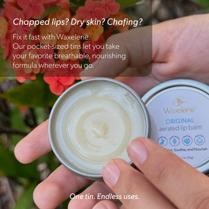 Waxelene Original Aerated Lip Balm Tin, Best Lip Balm Ever Organic Calming Multipurpose Ointment Baby Eczema Dry Sensitive Skin Body Face Moisturizer