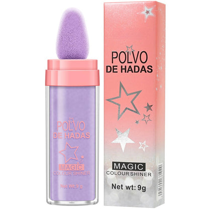 Polvo De Hadas Fairy Dust Highlight Patting Powder - Full Body Contouring and Clavicle Pearlescent Patting Powder for Face and Eye, Halloween Sparkling Body Glitter Powder (#04 Fantasy Purple)